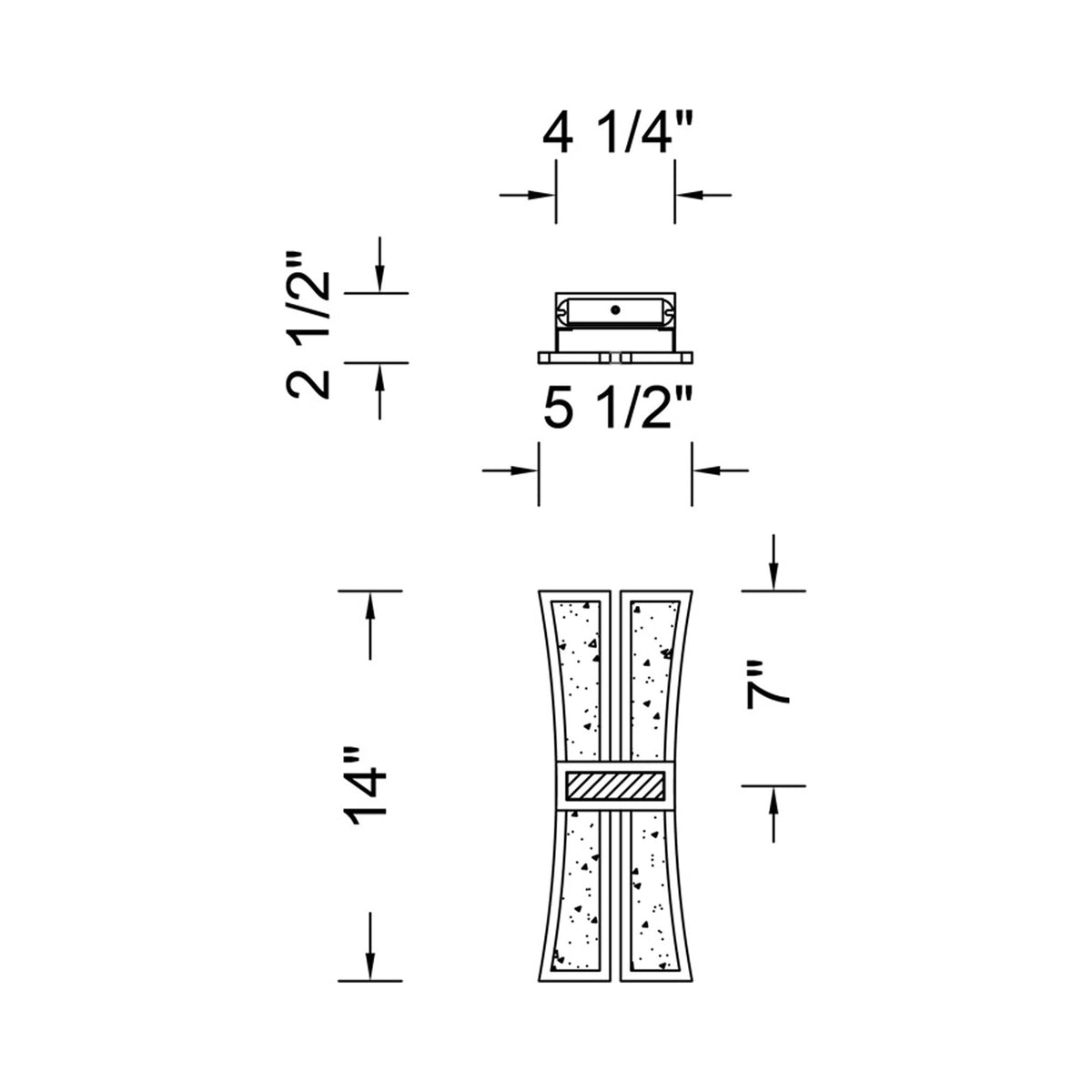 Dos LED Wall Light - line drawing.
