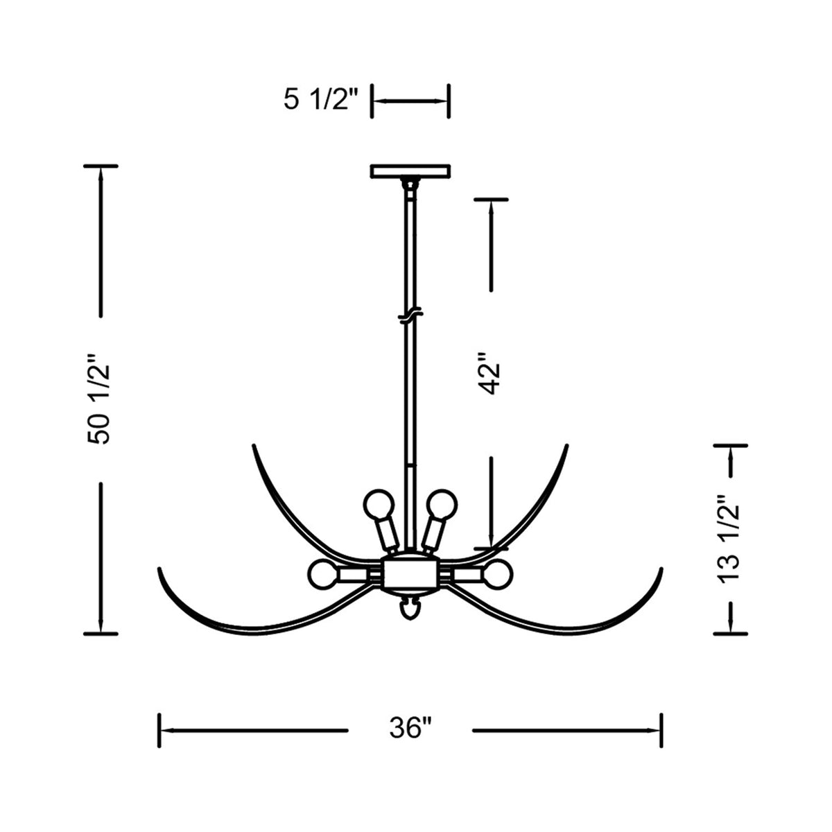 Fern Chandelier - line drawing.