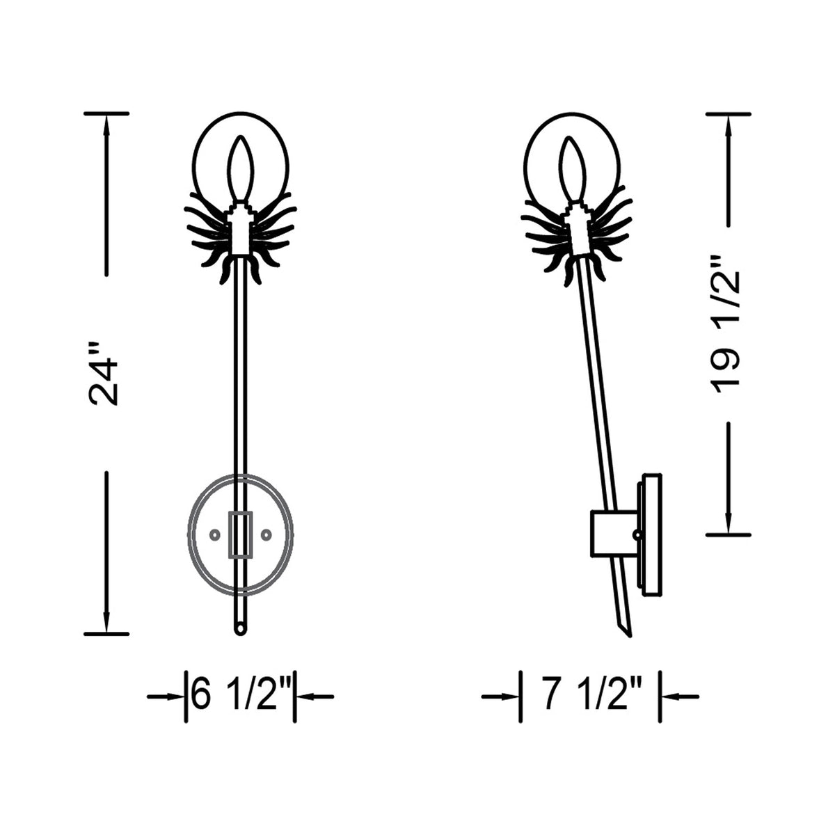 Florette Wall Light - line drawing.