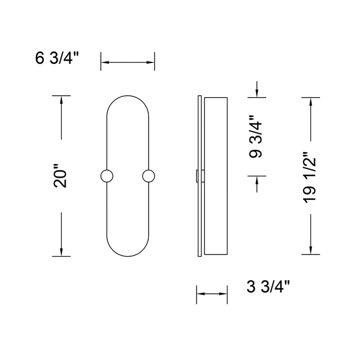 Lumba LED Wall Light - line drawing.