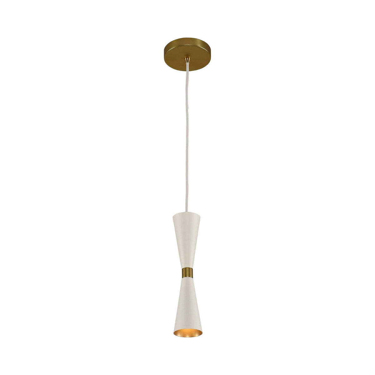 Milo Pendant Light in White/Vintage Brass.