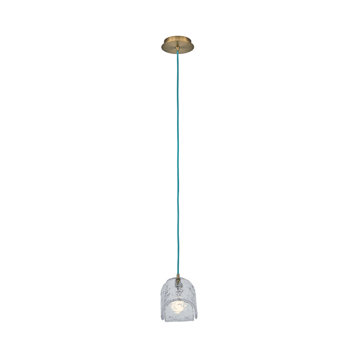 Pallina Pendant Light in Winter Brass/Cyan Blue.