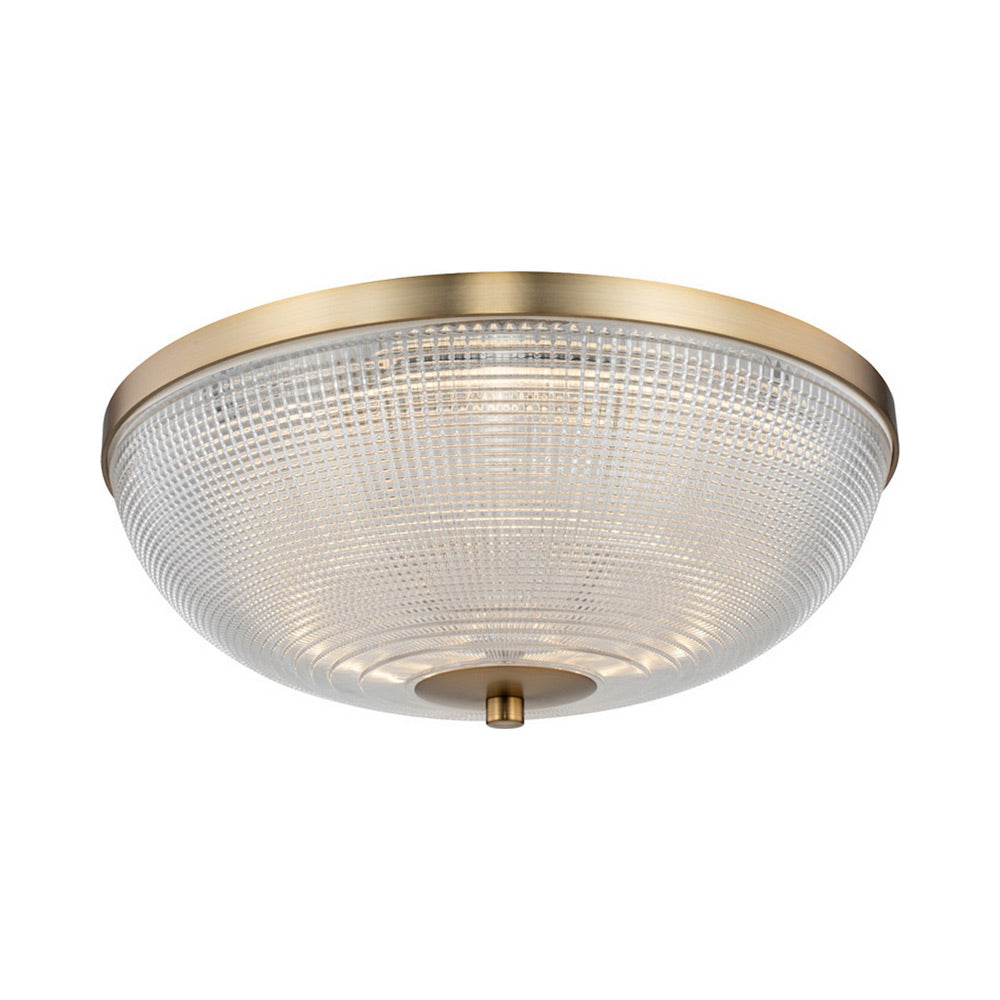 Portland LED Flush Mount Ceiling Light in Winter Brass (16-Inch).