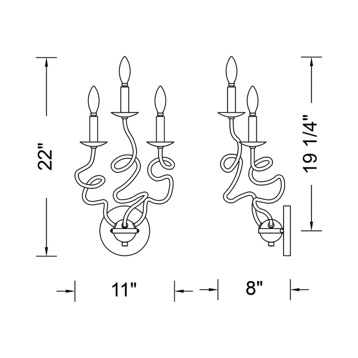 Rizo Wall Light - line drawing.