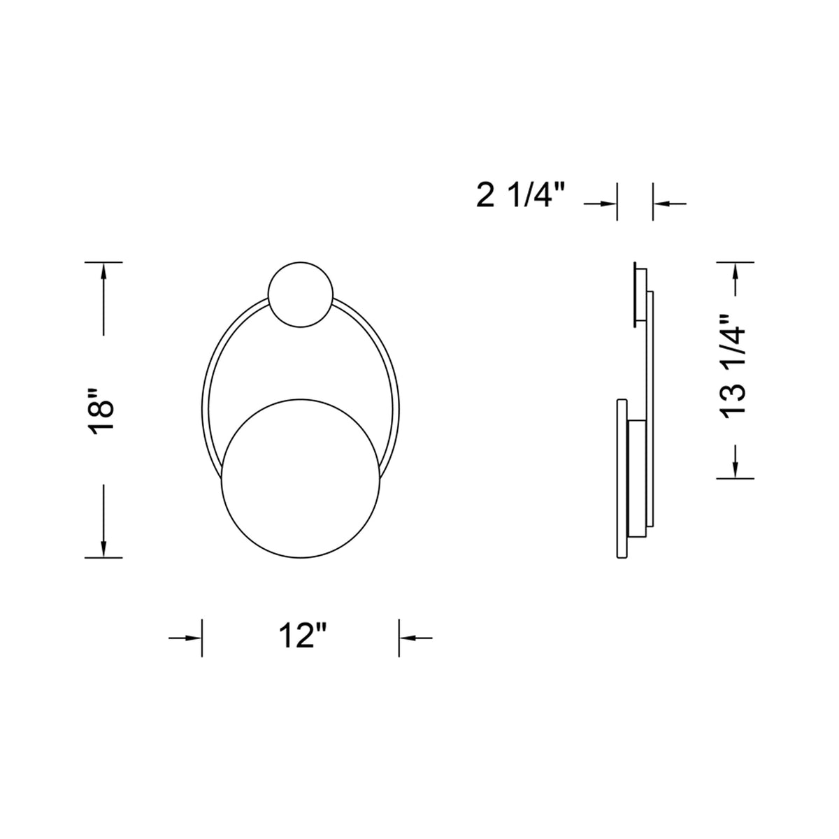 Spilla LED Wall Light - line drawing.