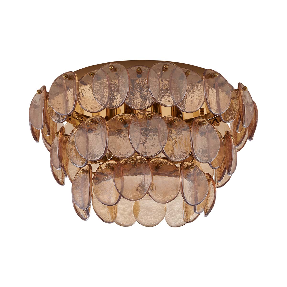 Uroko Flush Mount Ceiling Light in Polished Winter Brass.