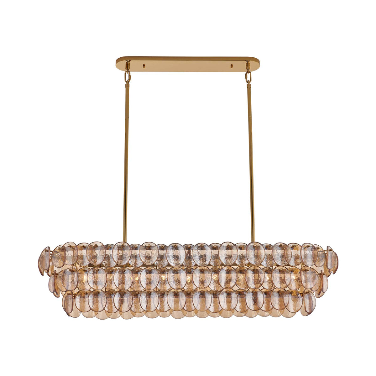 Uroko Linear Pendant Light in Polished Winter Brass.