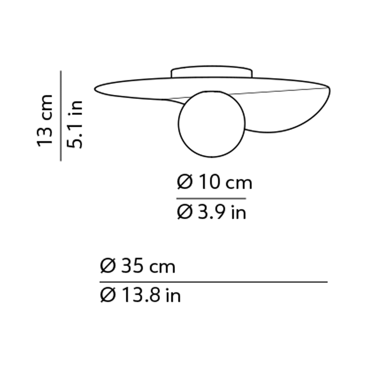 Flow Flush Mount Ceiling Light - line drawing.