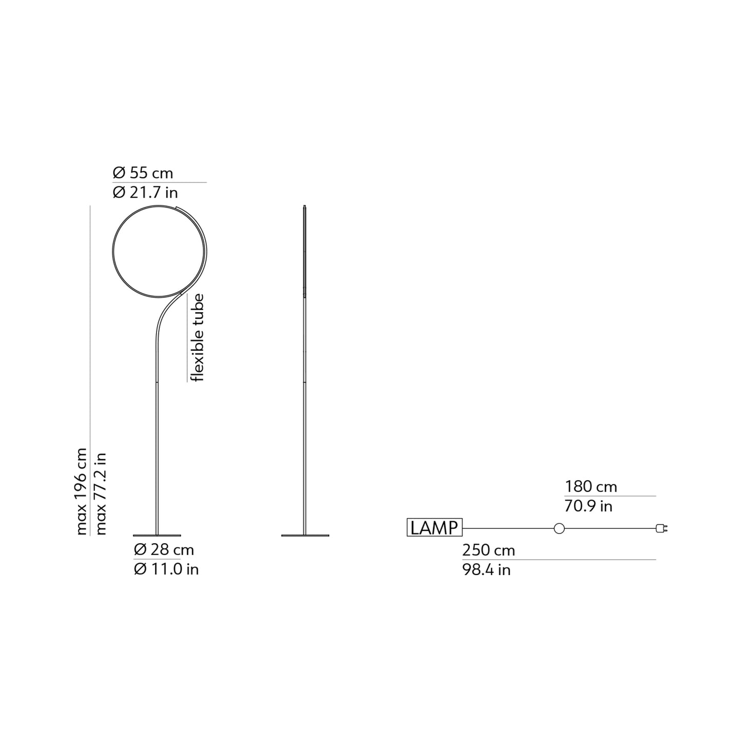 Poise LED Floor Lamp - line drawing.