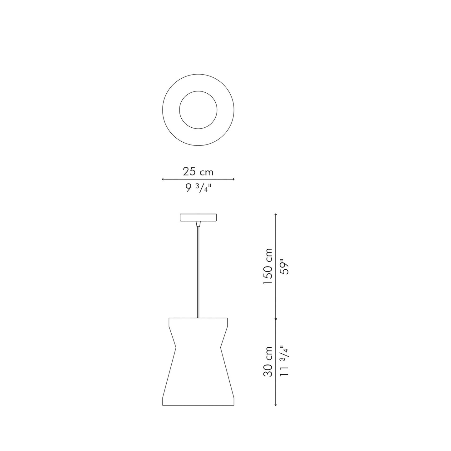 Kai Hara Pendant Light - line drawing.
