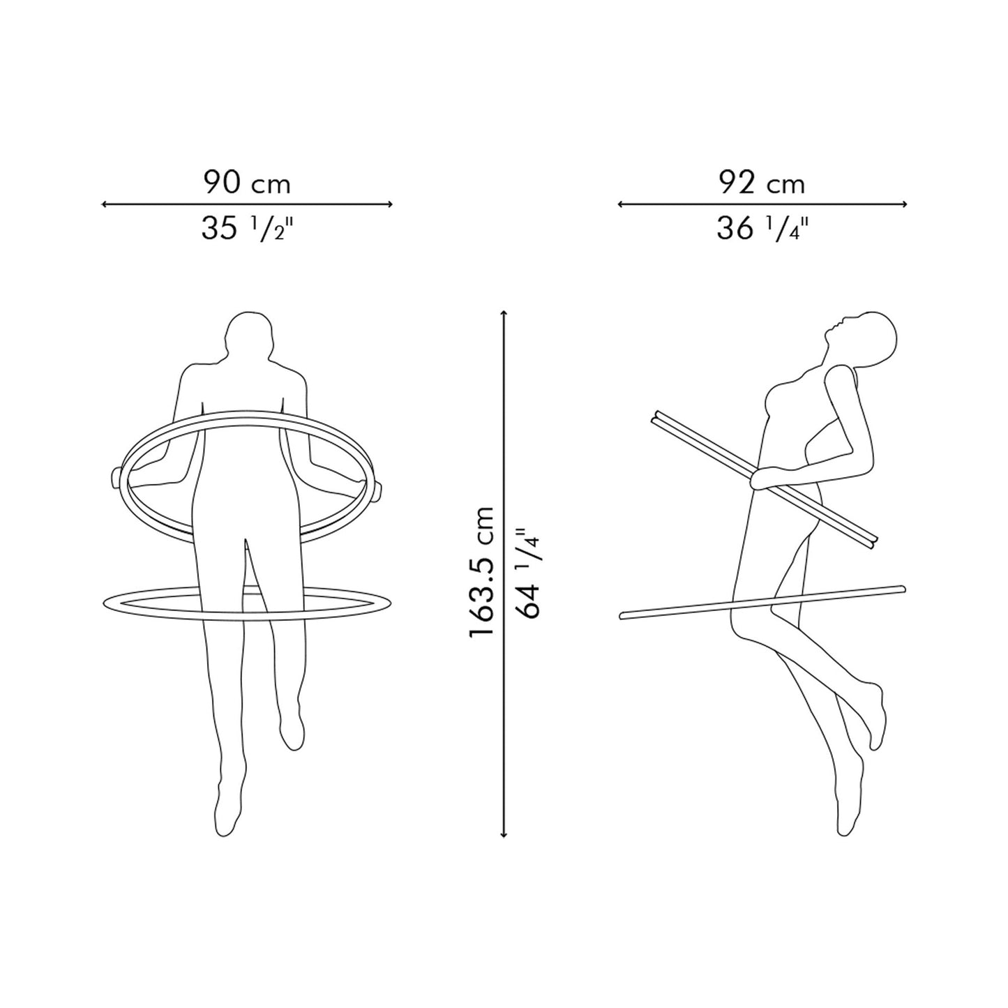 Limbo LED Hoop Chandelier - line drawing.