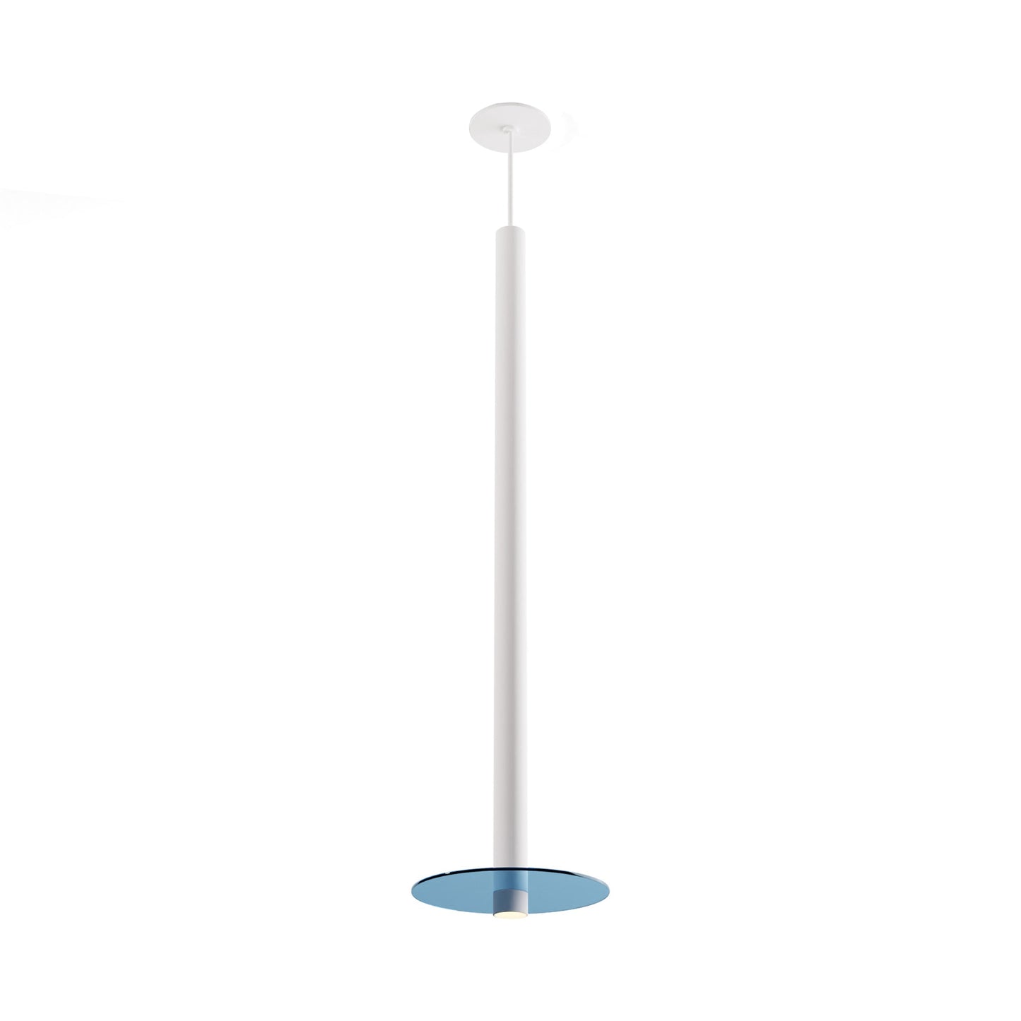 Combi LED Glass Pendant Light in Matte White/Turquiose (36-Inch).