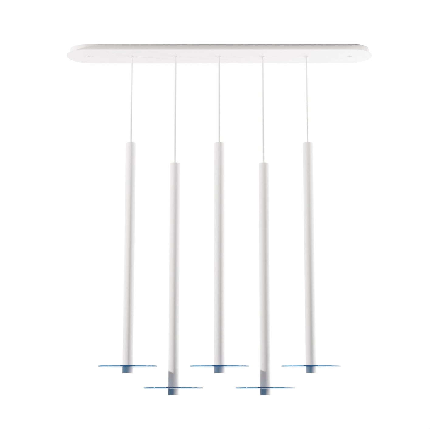 Combi Linear 5 LED Glass Pendant Light in Matte White/Turquiose (36-Inch).