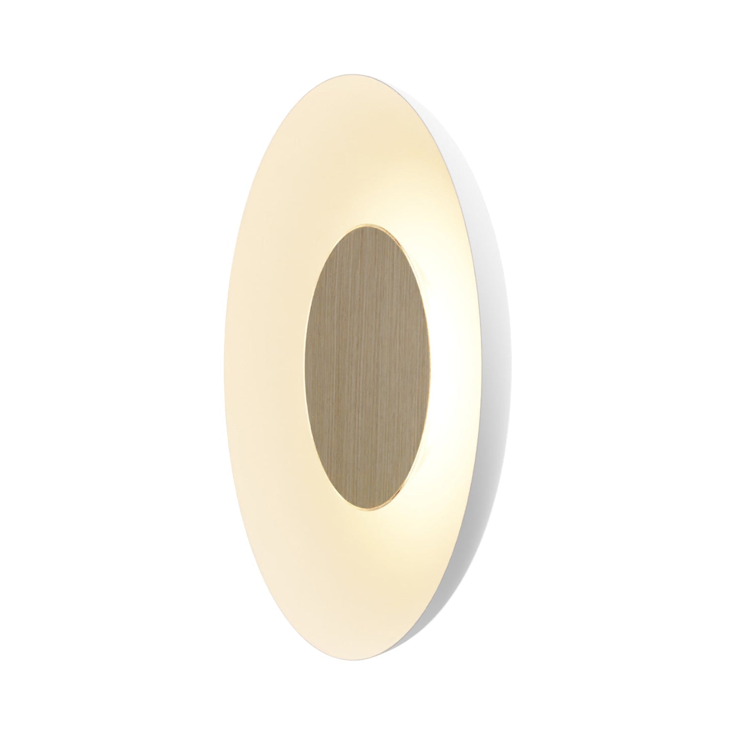Ramen LED Wall Light with Back Dish in White Oak/Matte White (Large).