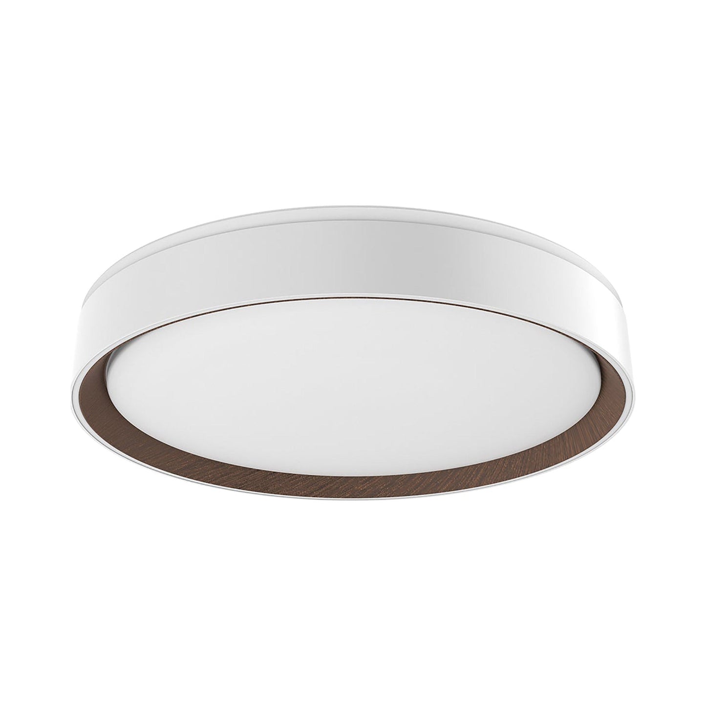 Essex LED Flush Mount Ceiling Light in White/Walnut (Large).