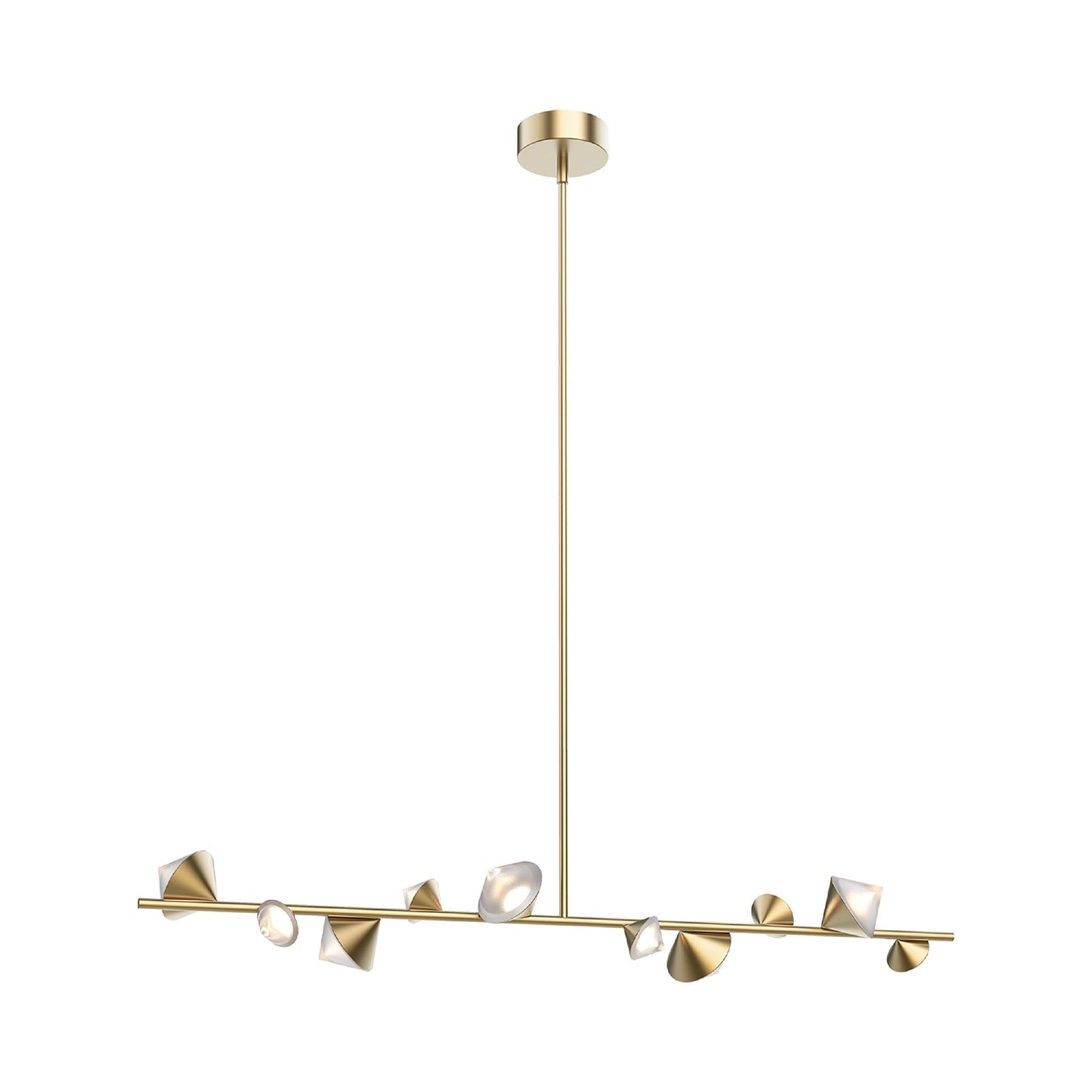 Geode LED Linear Pendant Light in Brushed Gold.