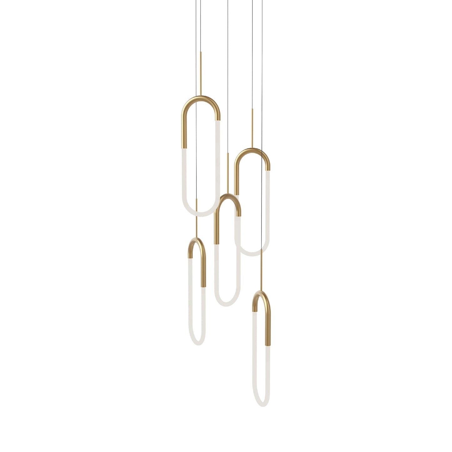 Huron LED Multi Light Pendant Light in Brushed Gold (5-Tube).