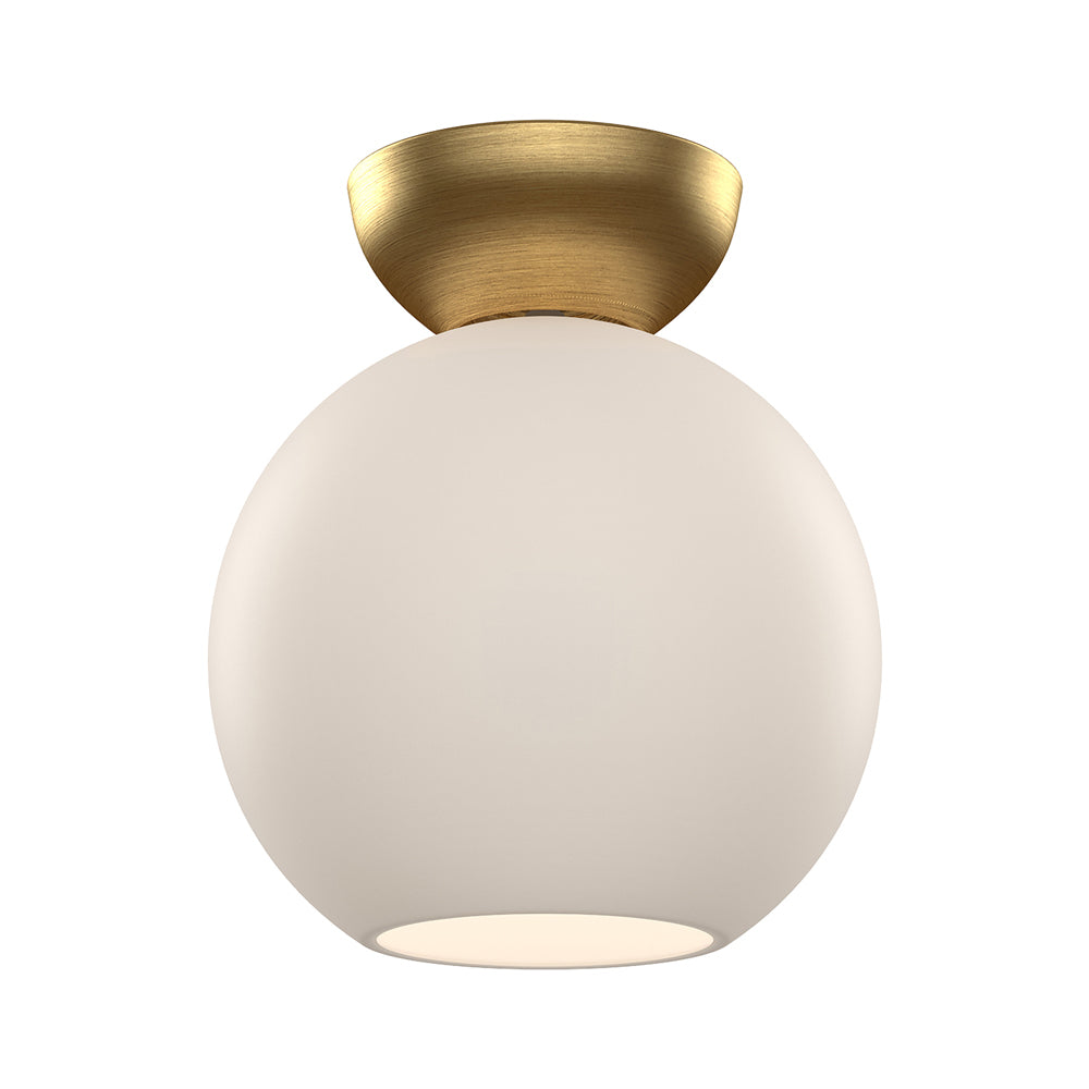 Arcadia Semi Flush Mount Ceiling Light in Brushed Gold/Opal Glass (Large).