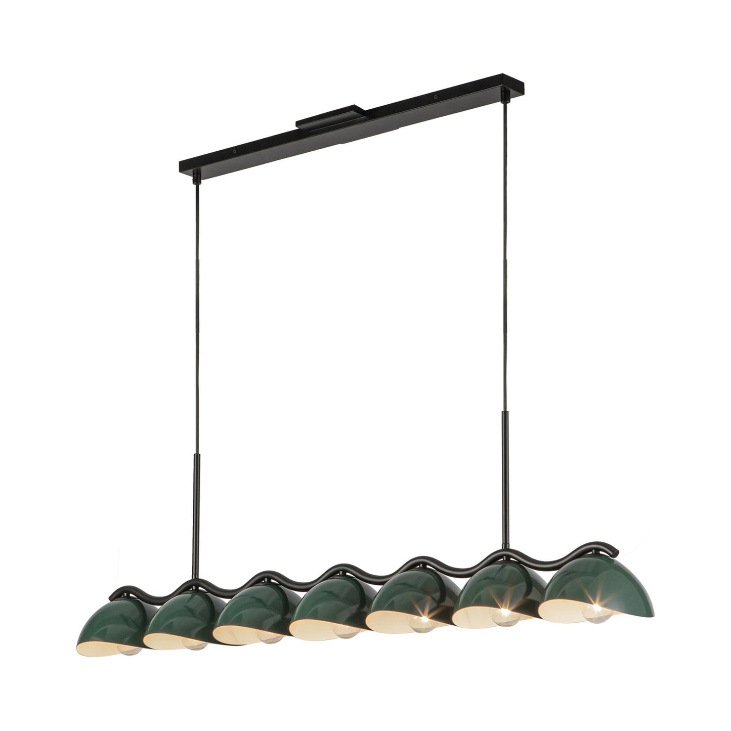 Atlas Linear Pendant Light in Pine Green.