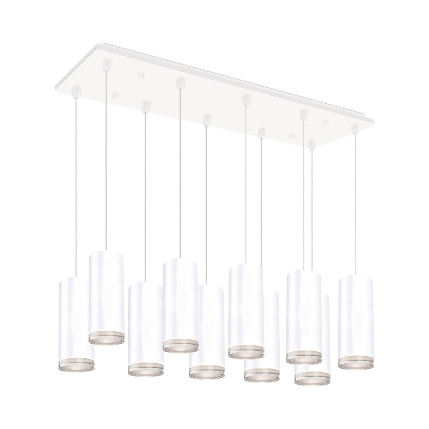 Cameo Rectangle Multi Light LED Pendant Light in White (10-Light).
