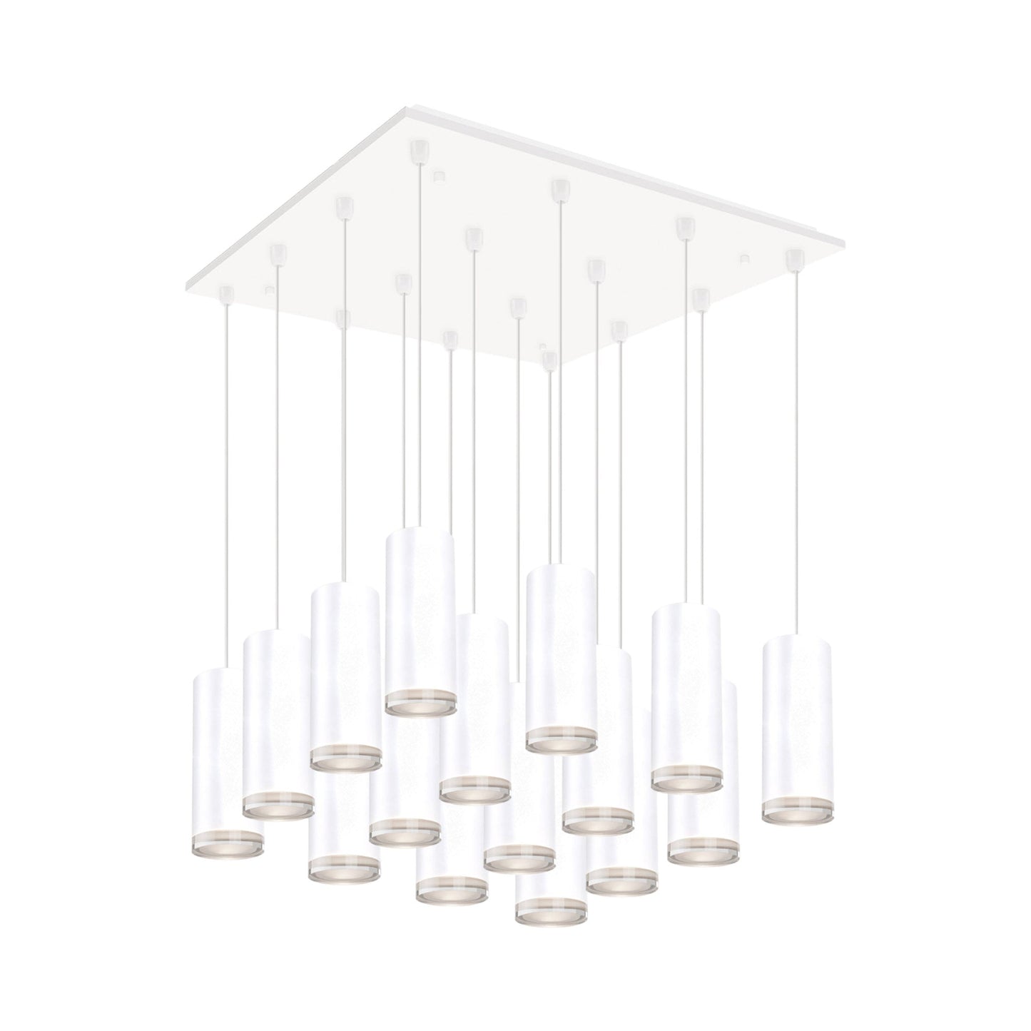 Cameo Square Multi Light LED Pendant Light in White.