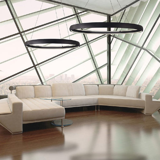 Halo LED Pendant Light in living room.