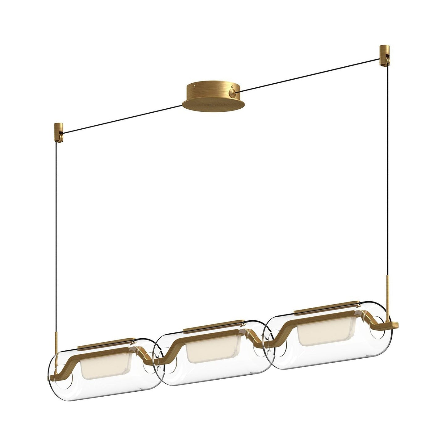 Hilo LED Linear Pendant Light in Brushed Gold.