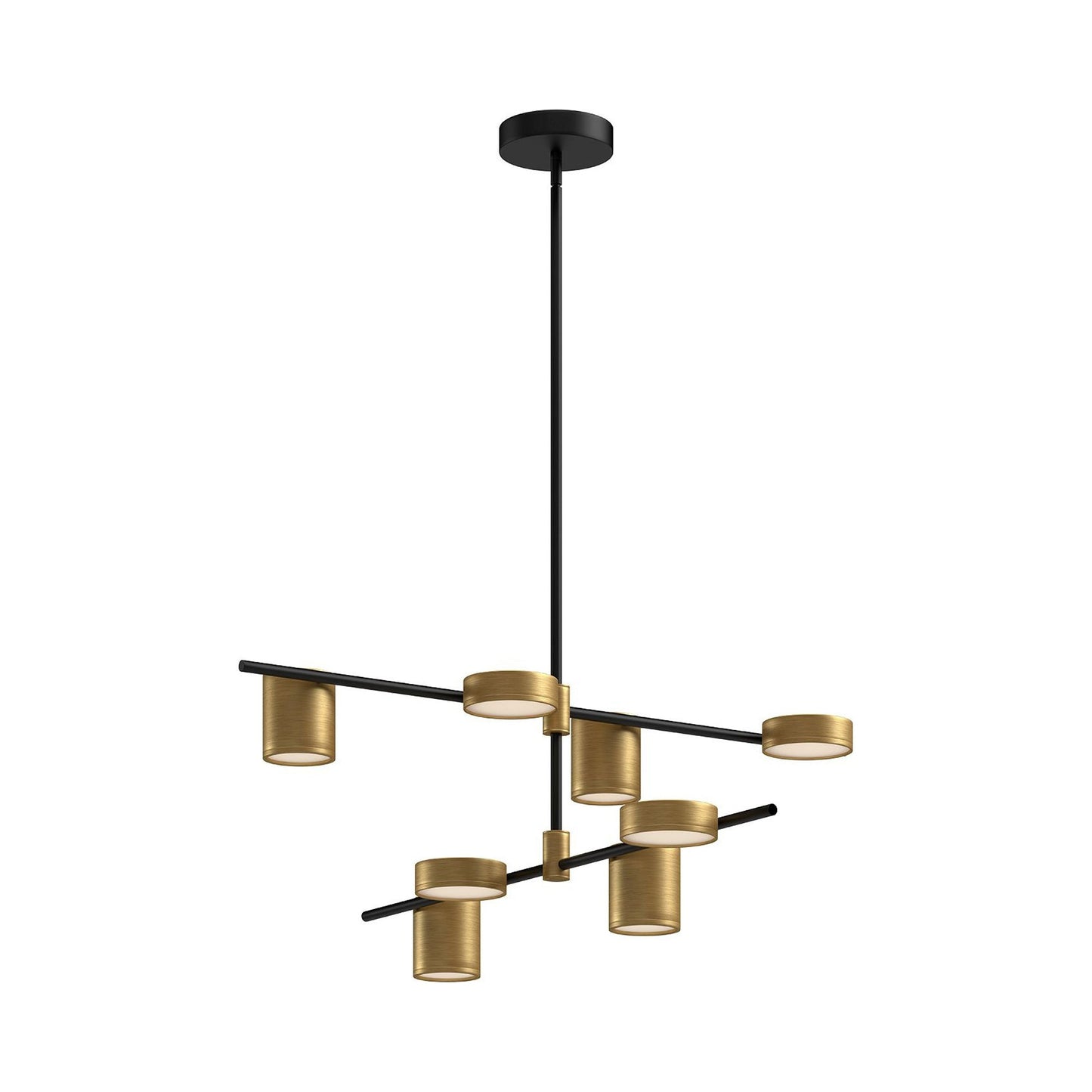 Jayden LED Chandelier in Black/Brushed Gold.