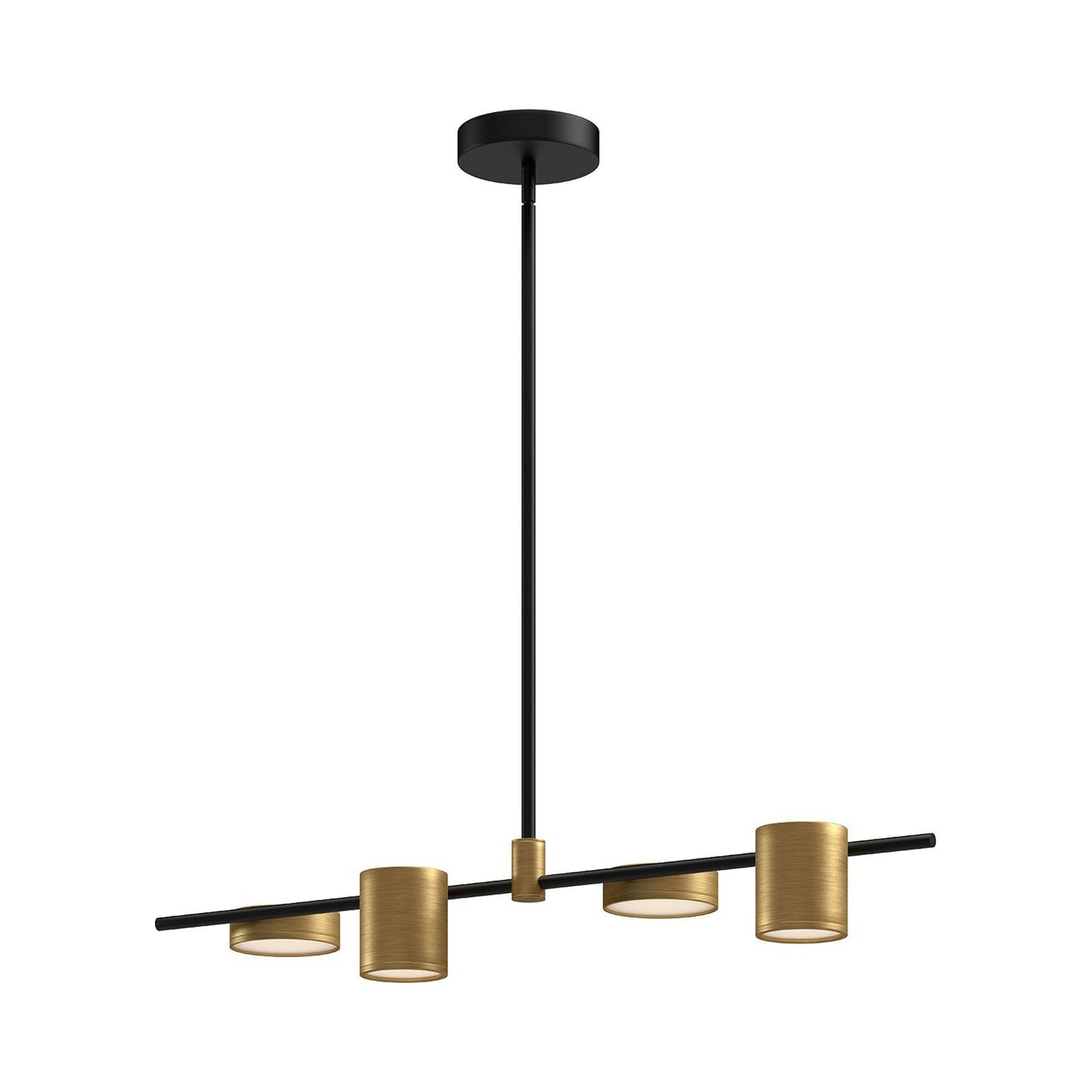 Jayden LED Linear Pendant Light in Black/Brushed Gold.