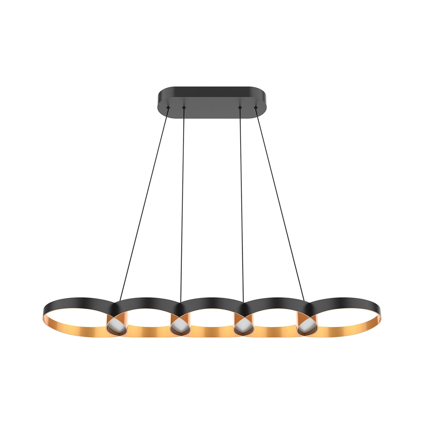 Maestro LED Linear Pendant Light in Black/Gold.