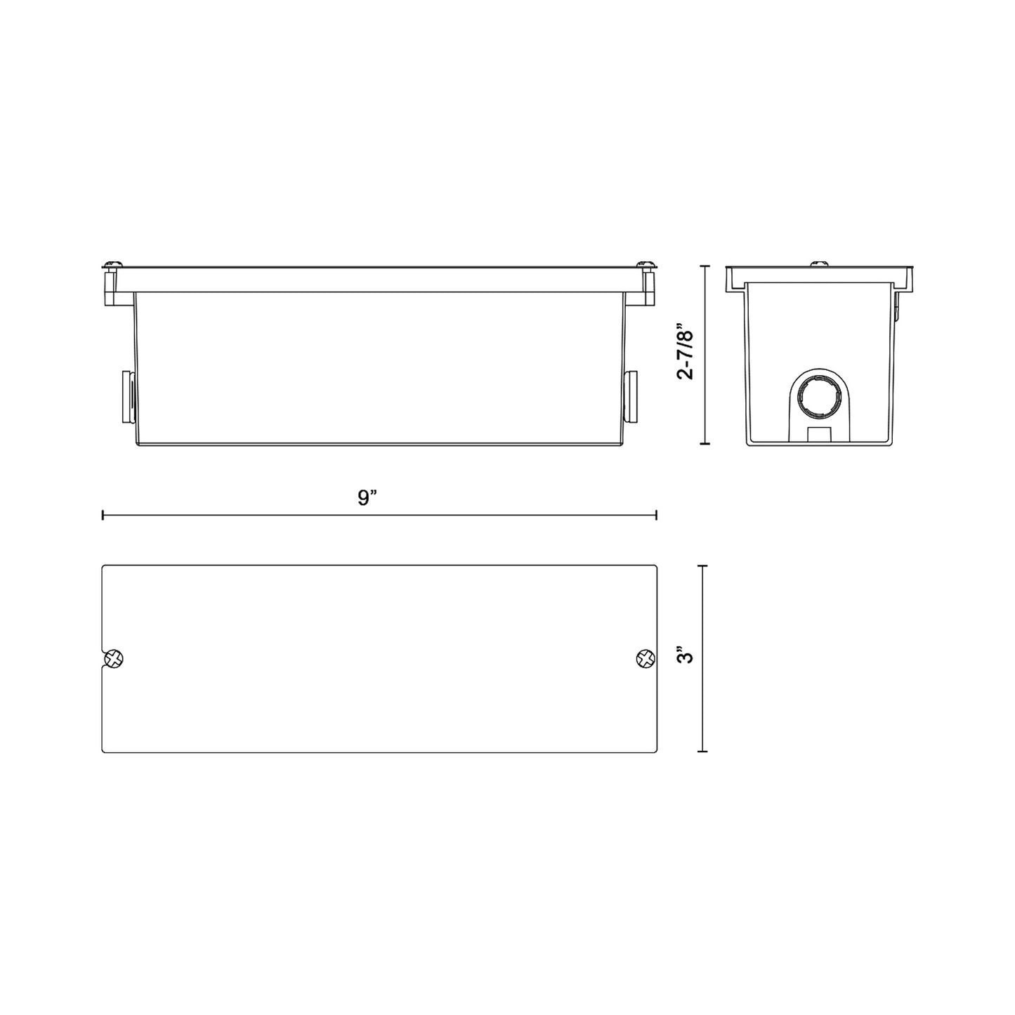 Newport Outdoor Wall / Step Light CBOX - line drawing.