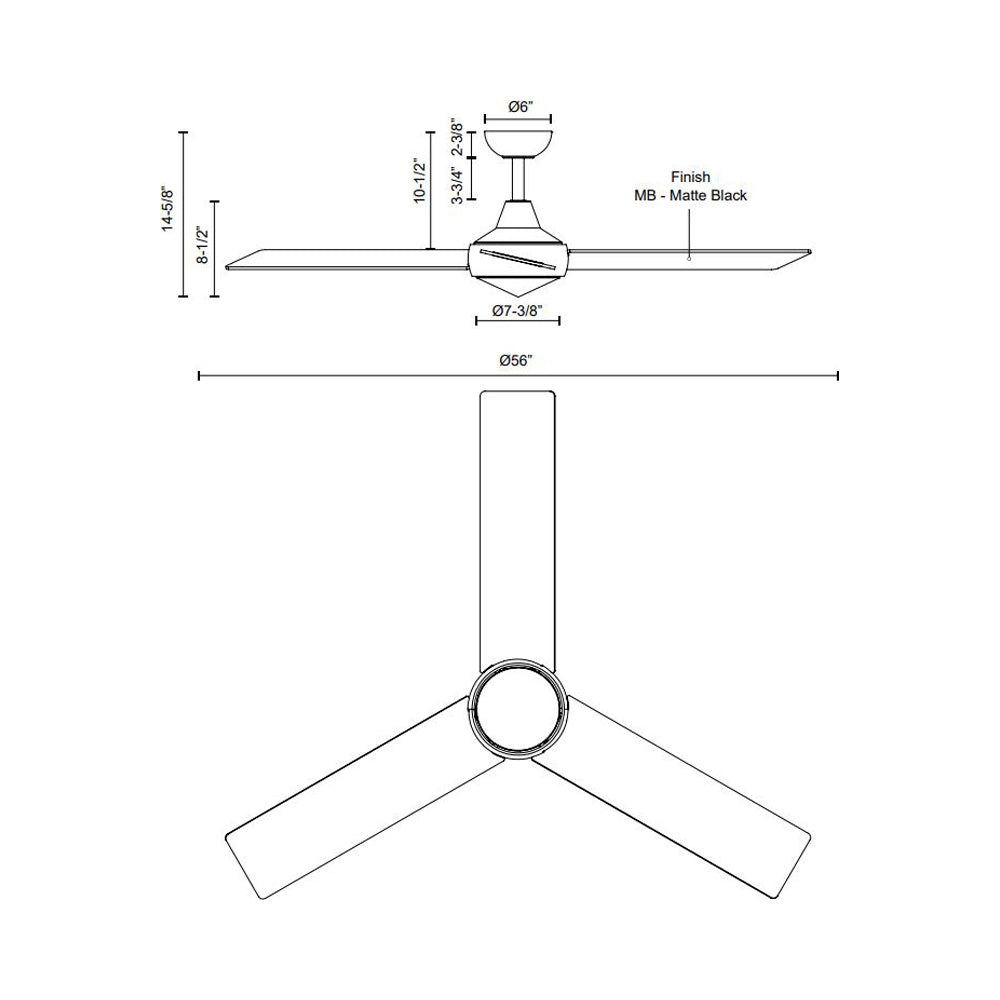 Owens LED Ceiling Fan - line drawing.