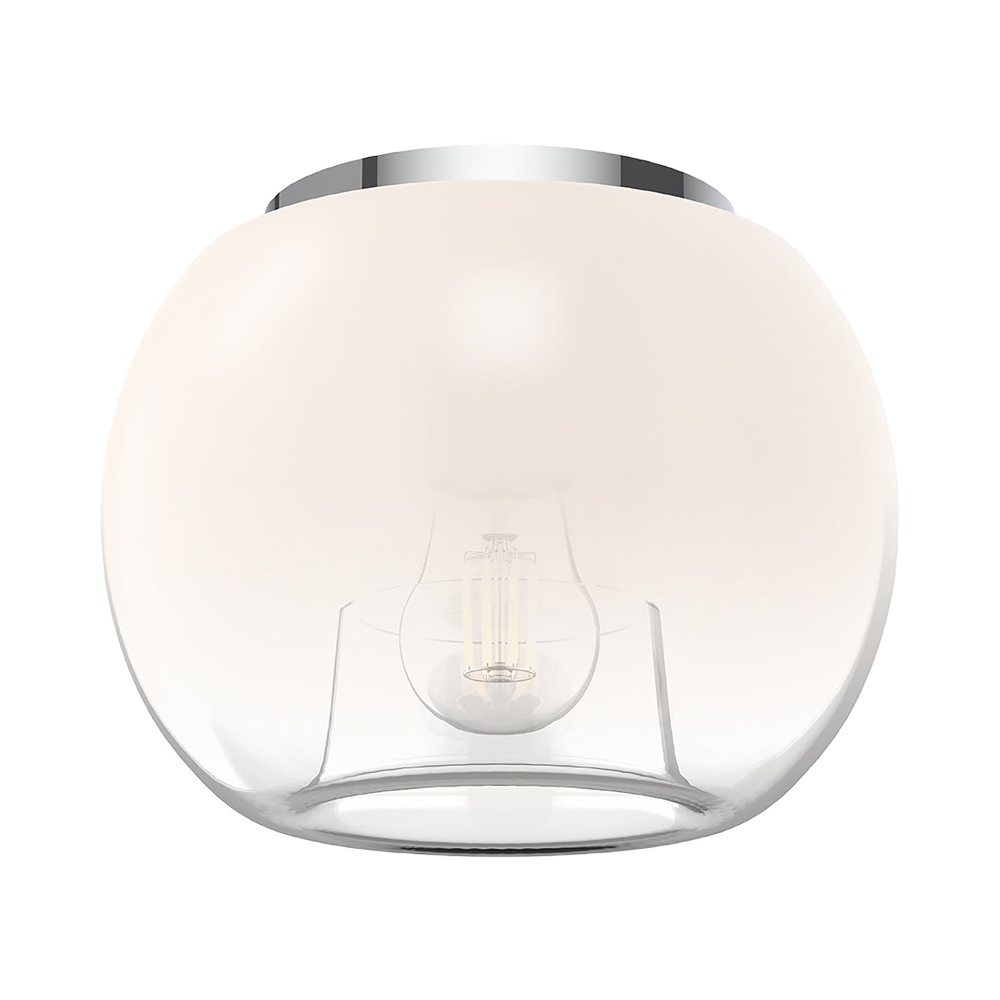 Samar Flush Mount Ceiling Light in Chrome/Opal Glass.