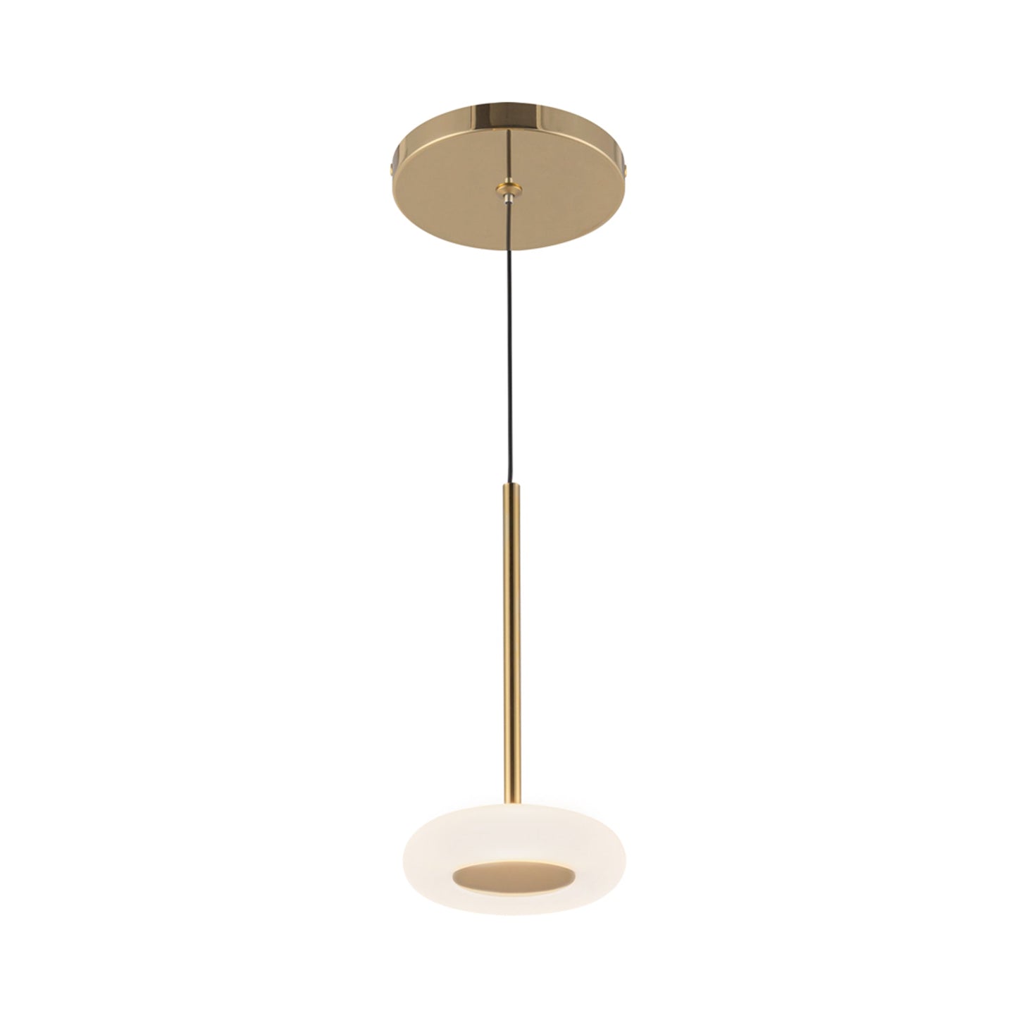 Stephord LED Pendant Light in Metallic Brass/Frosted Glass.