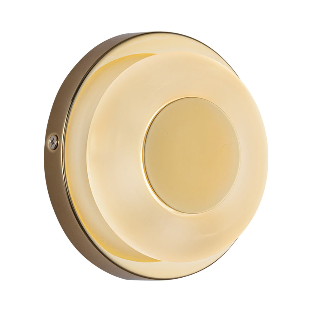Stephord LED Wall Light in Metallic Brass/Frosted Glass.
