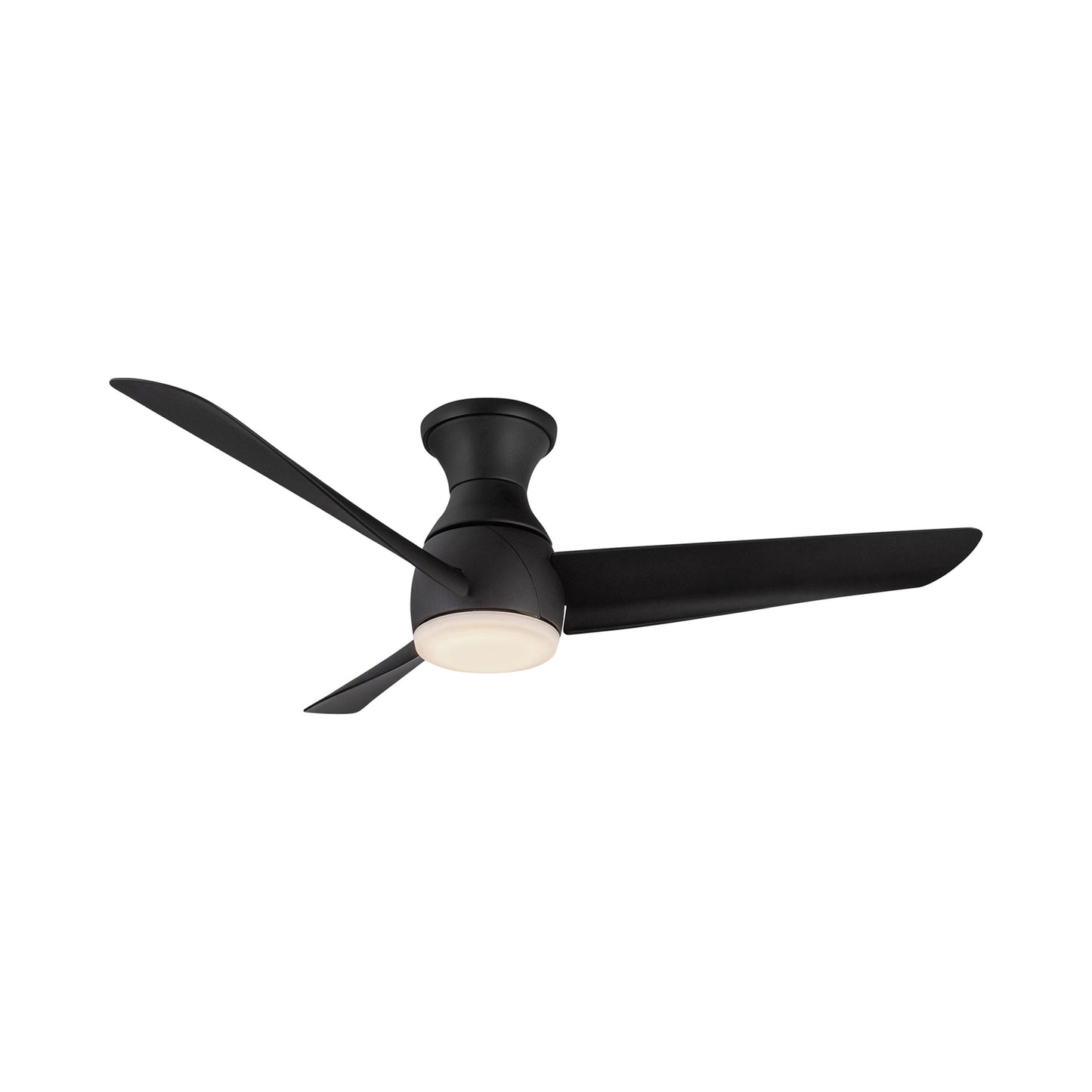Thalia LED Flush Mount Ceiling Fan in Matte Black.