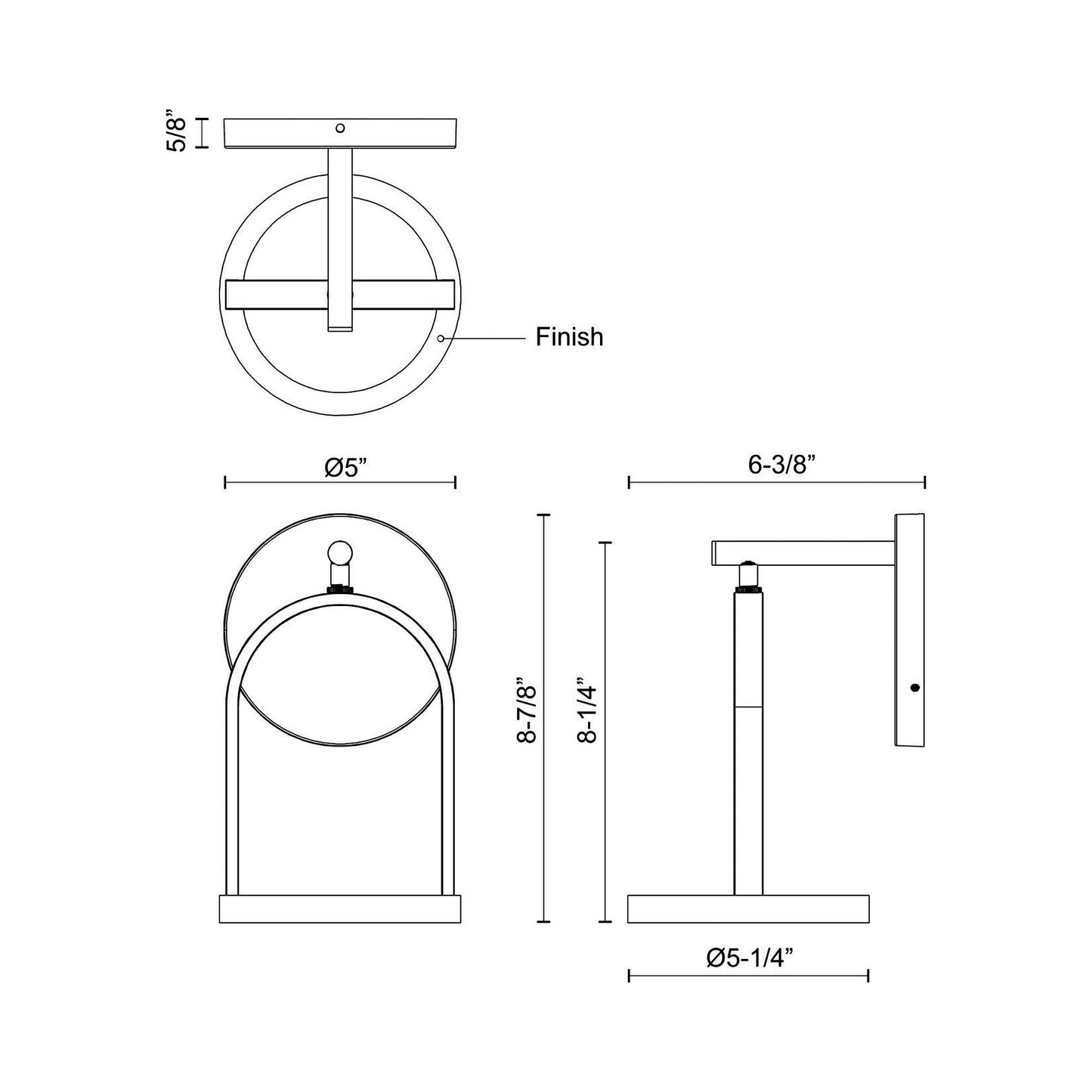 Trek Outdoor LED Wall Light - line drawing.