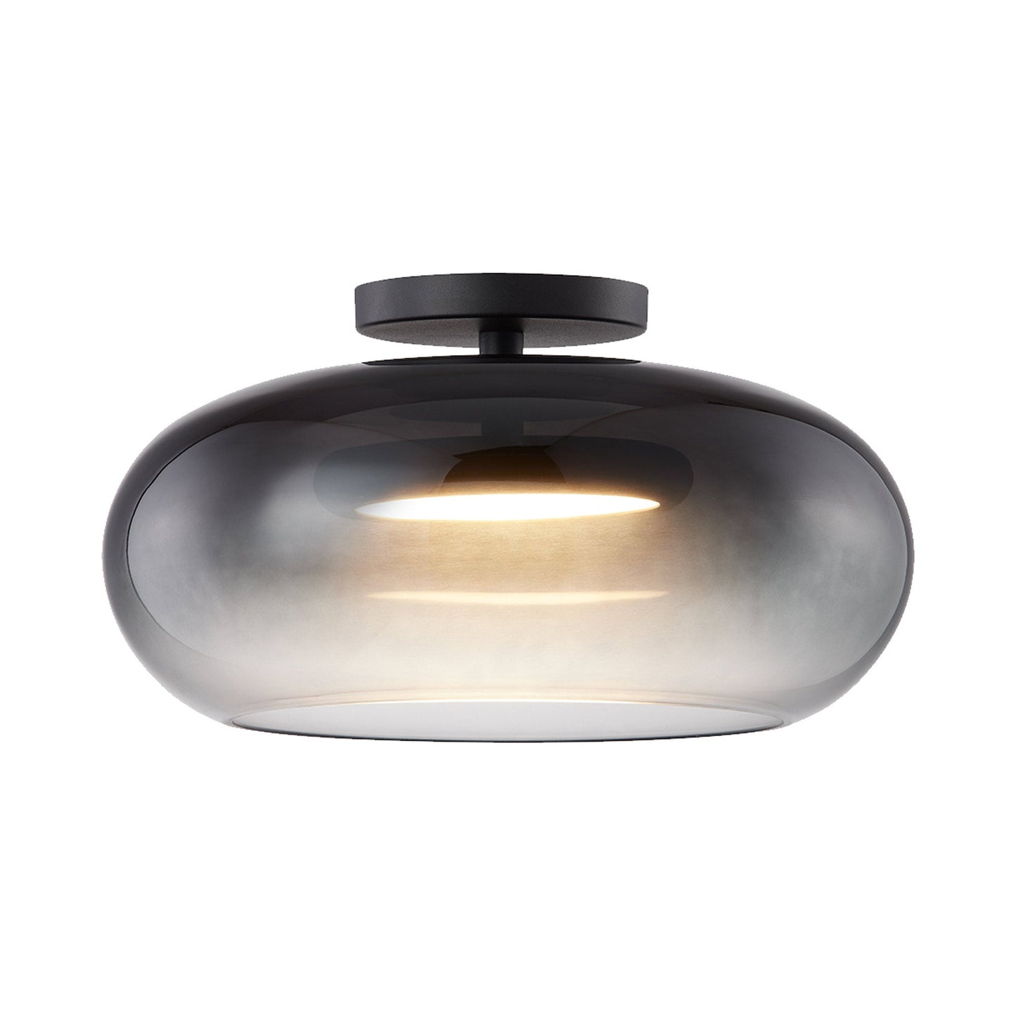 Trinity LED Semi Flush Mount Ceiling Light in Smoked.