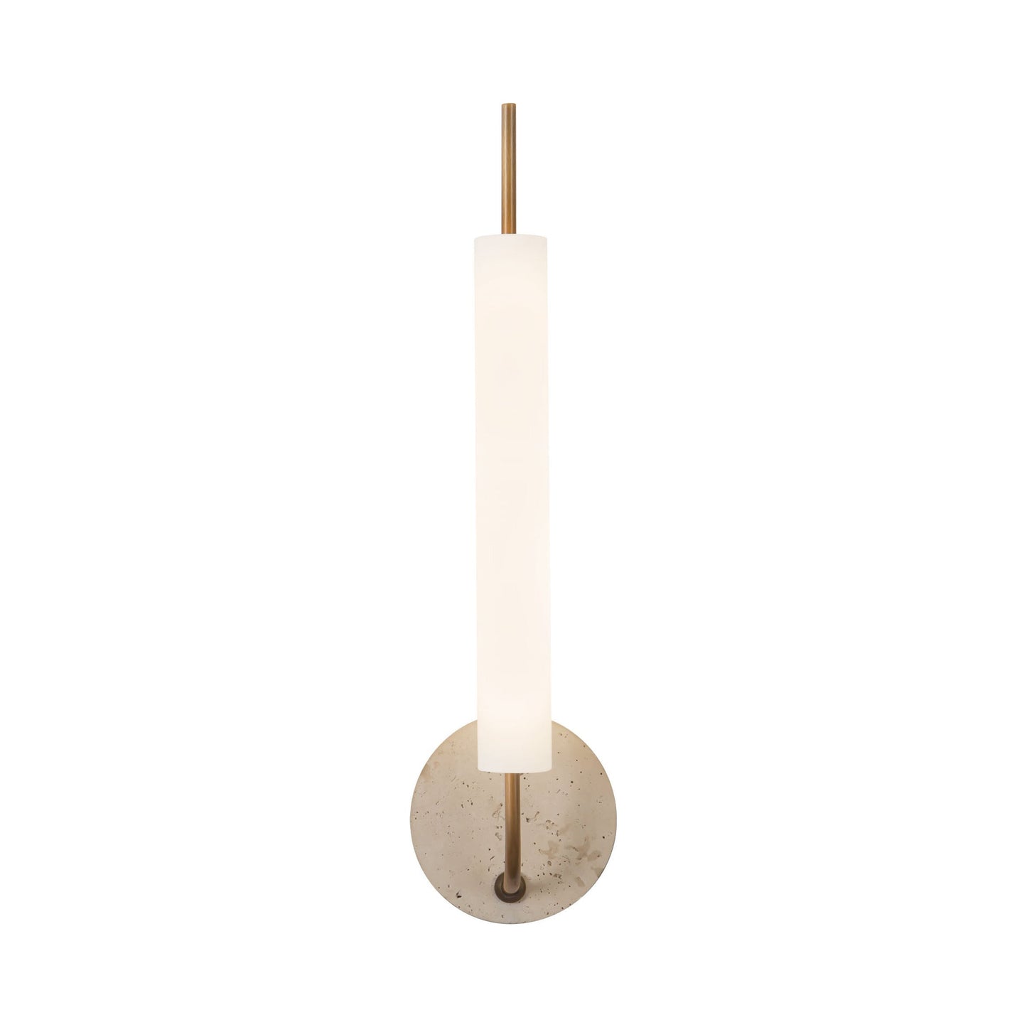 Wick LED Wall Light in Vintage Brass/Travertine.