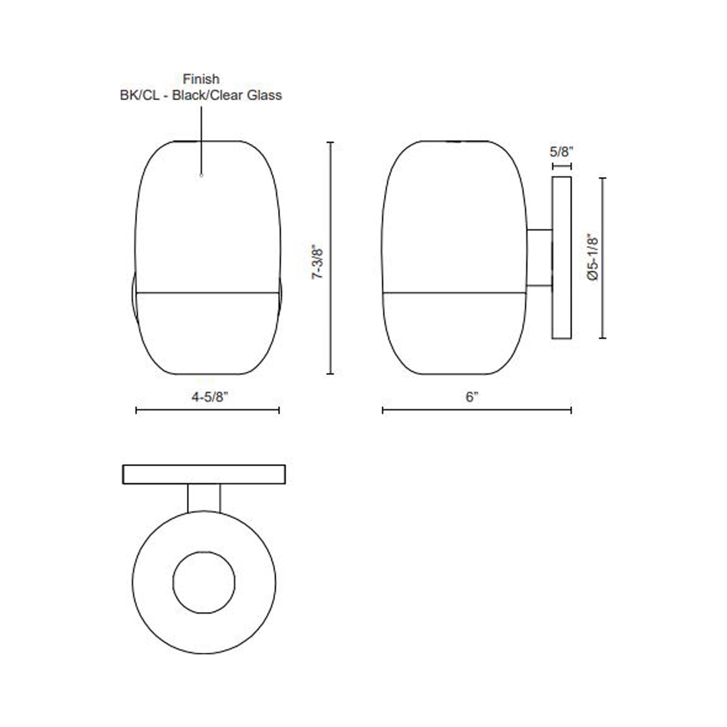 Yara Outdoor LED Wall Light - line drawing.