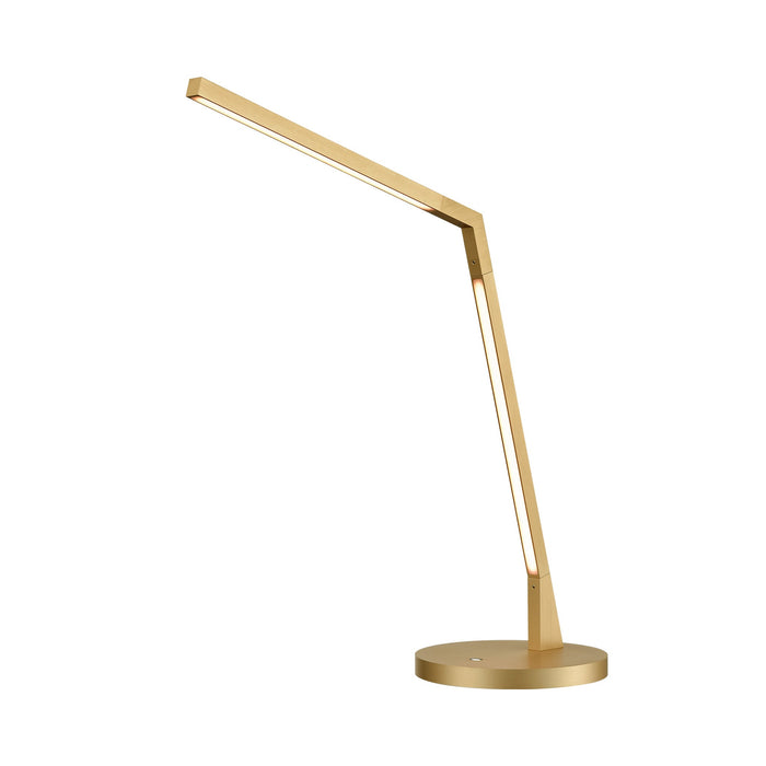 Miter LED Desk Lamp in Brushed Gold.