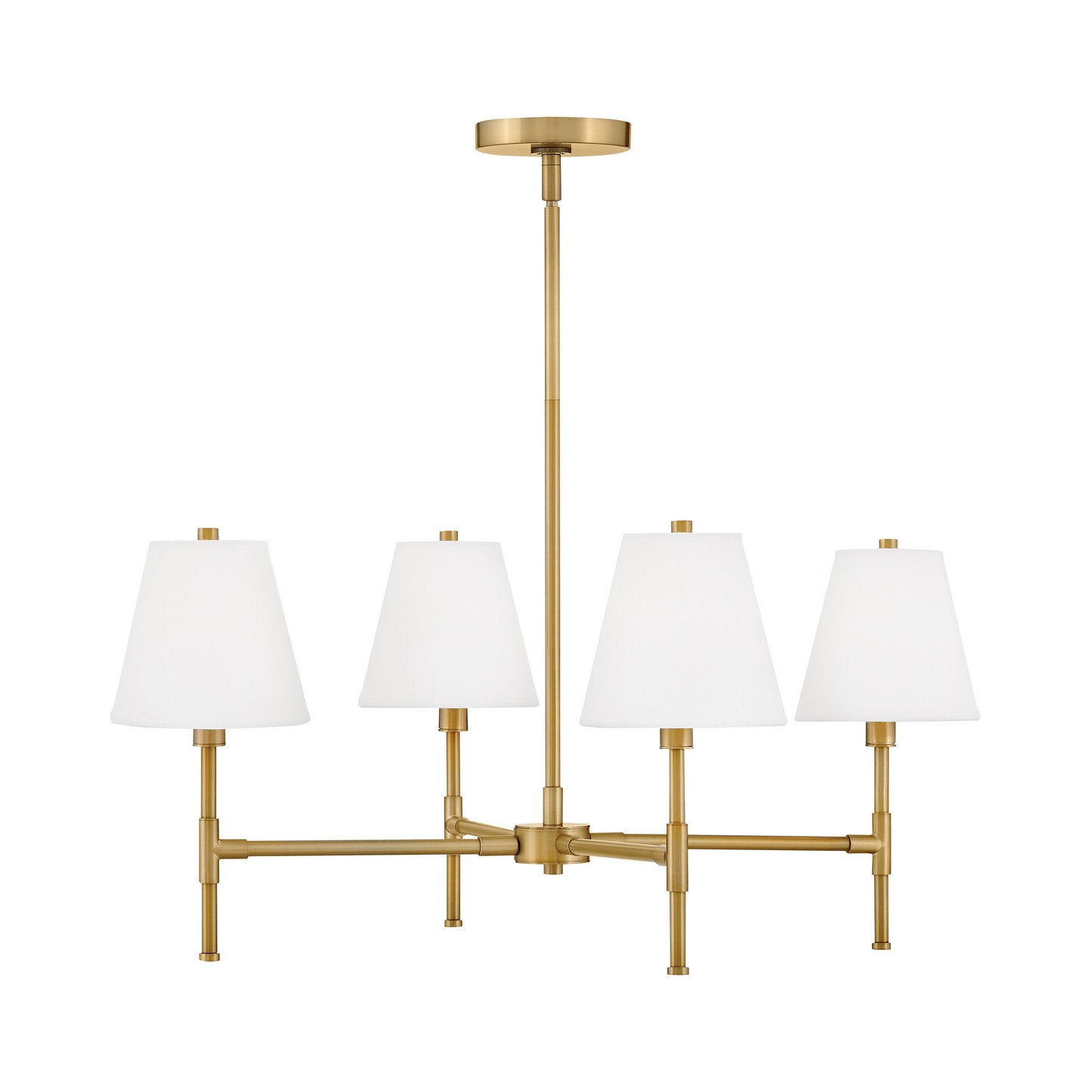 Beale Chandelier in Lacquered Brass.