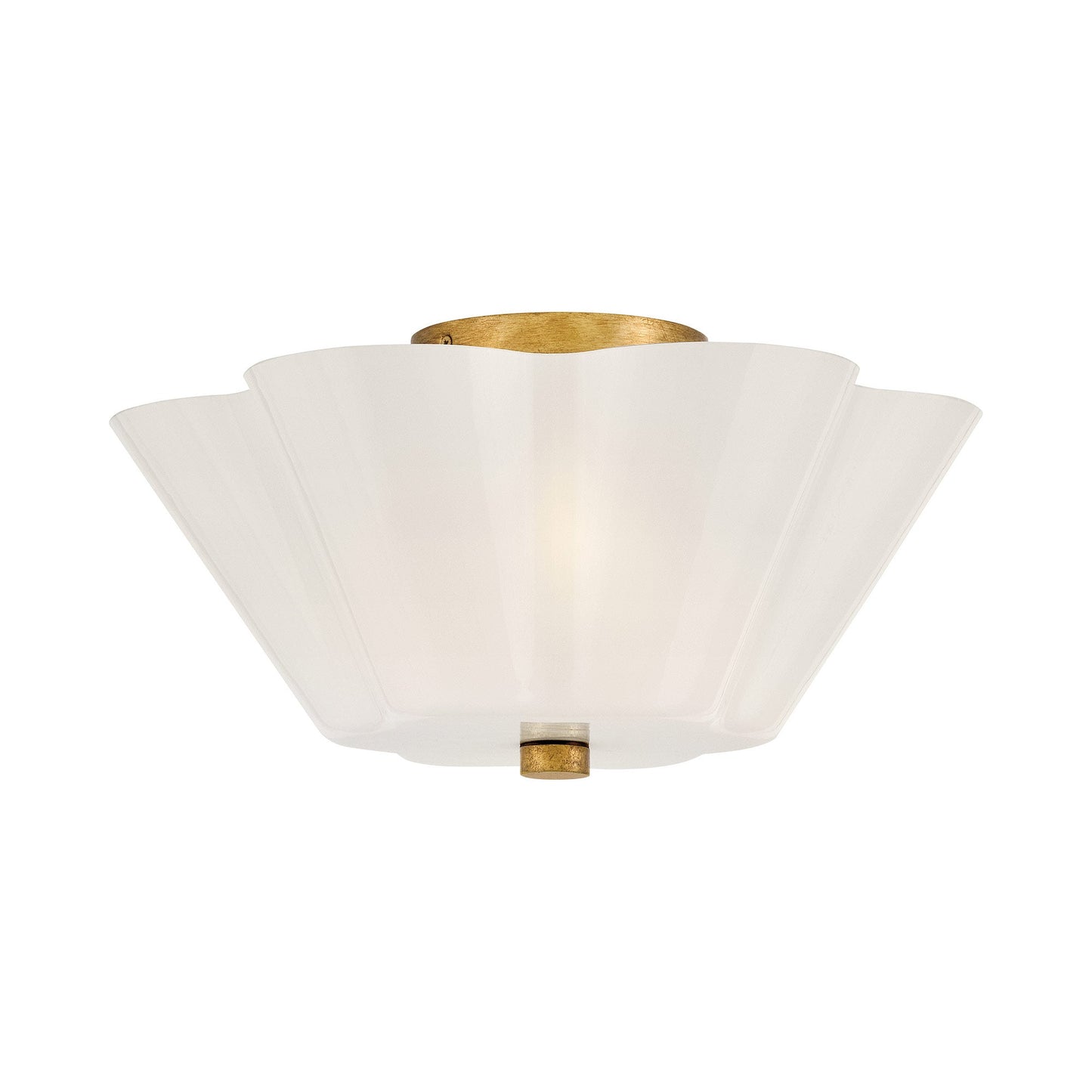 Honey Semi Flush Mount Ceiling Light in Distressed Brass.