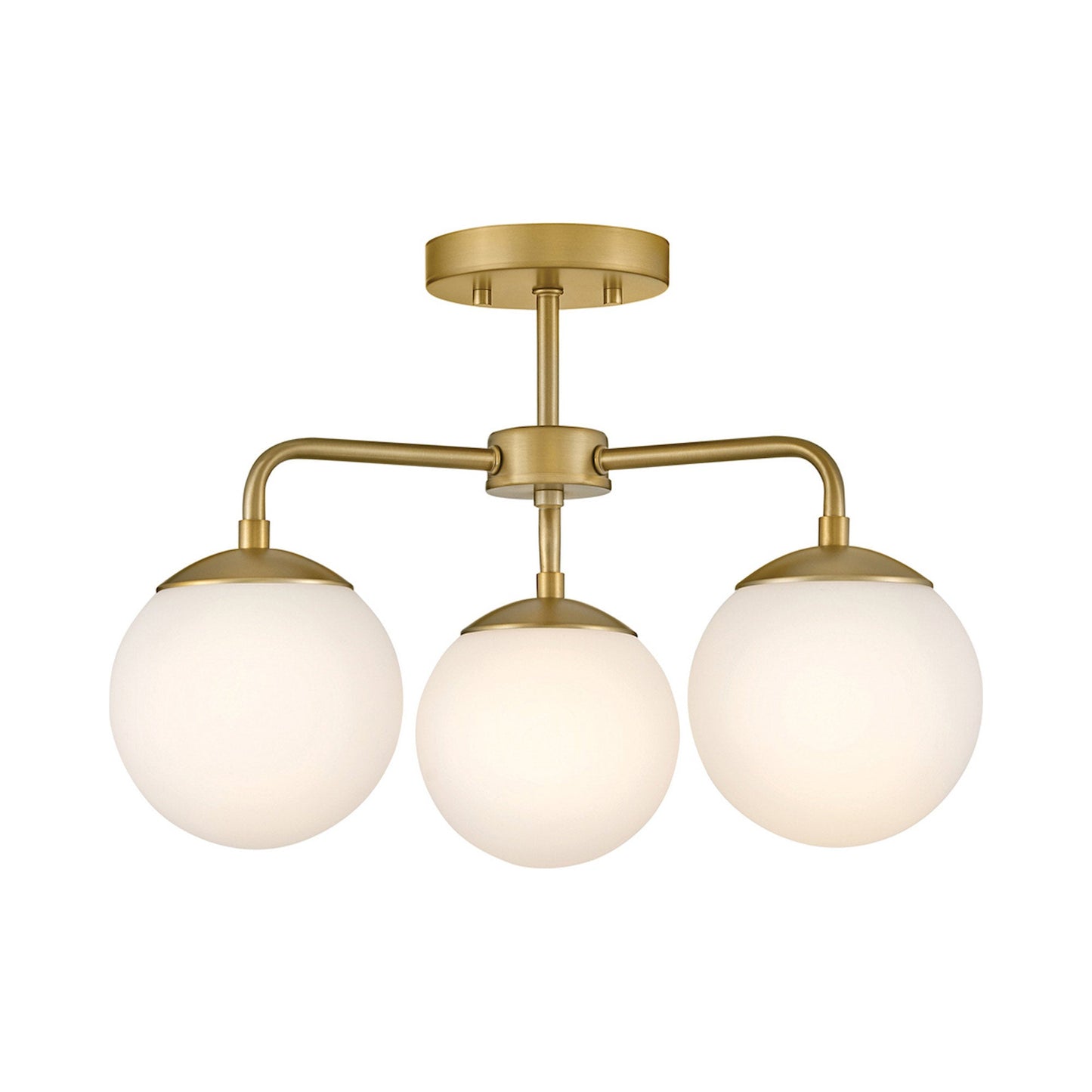 Julep Globe Semi Flush Mount Ceiling Light in Lacquered Brass.