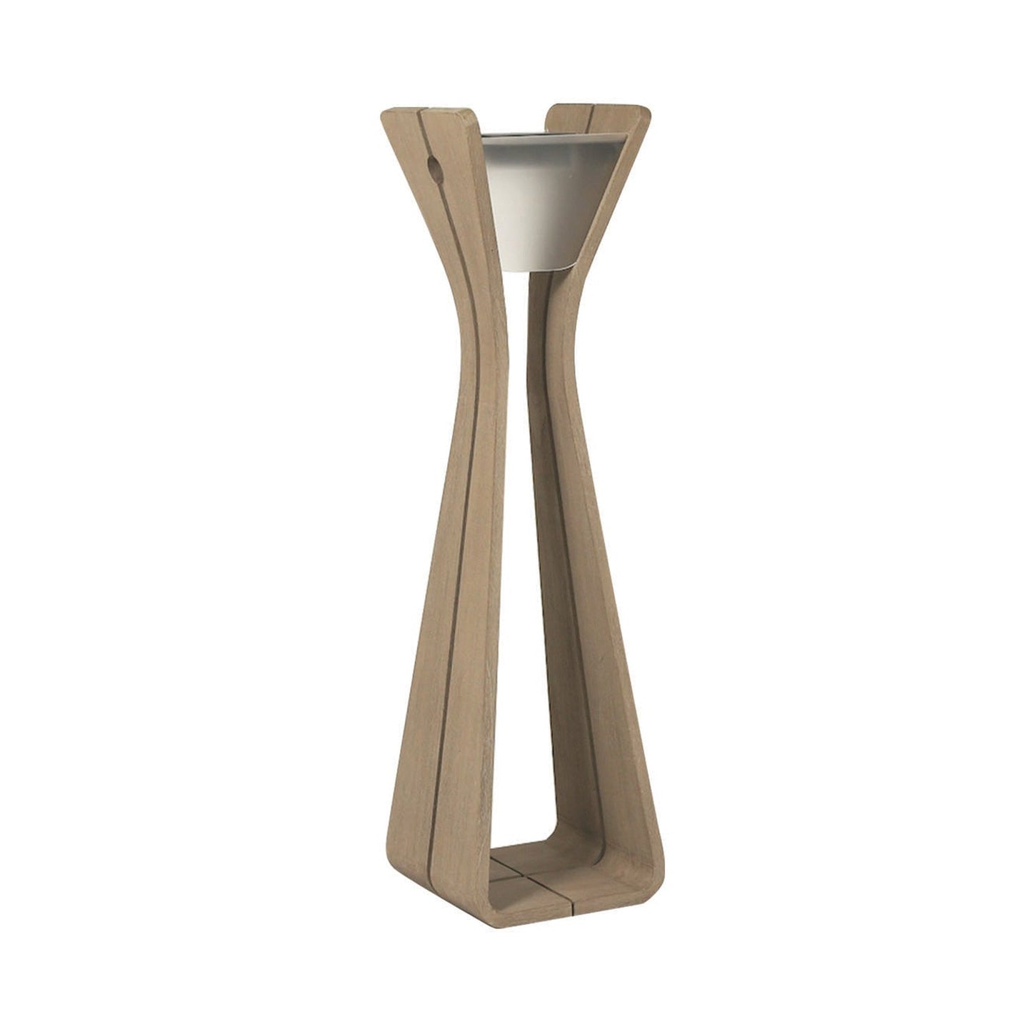 Bloom Outdoor Solar LED Floor Lamp in Weathered Teak.