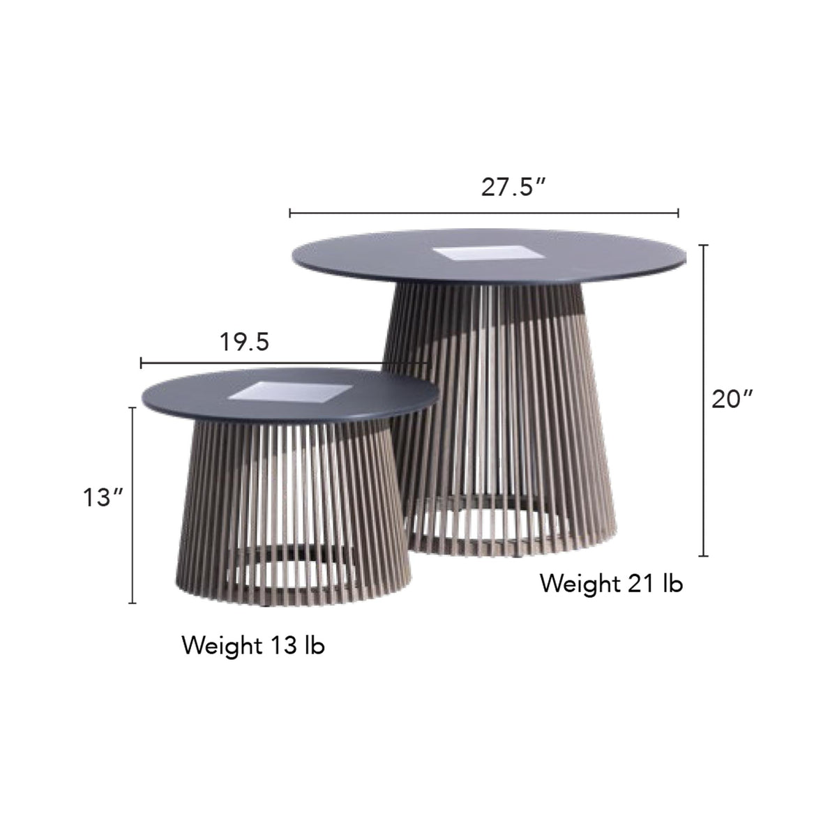 Halo Solar LED Table - line drawing.
