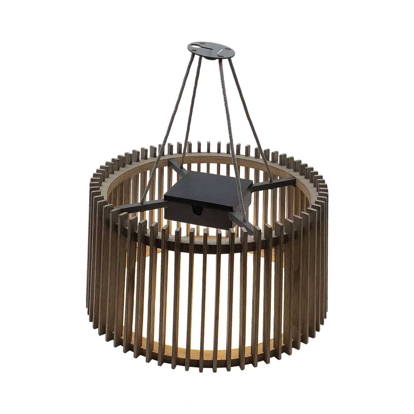 Muse Pendulum Outdoor Solar LED Pendant Light in Weathered Teak.