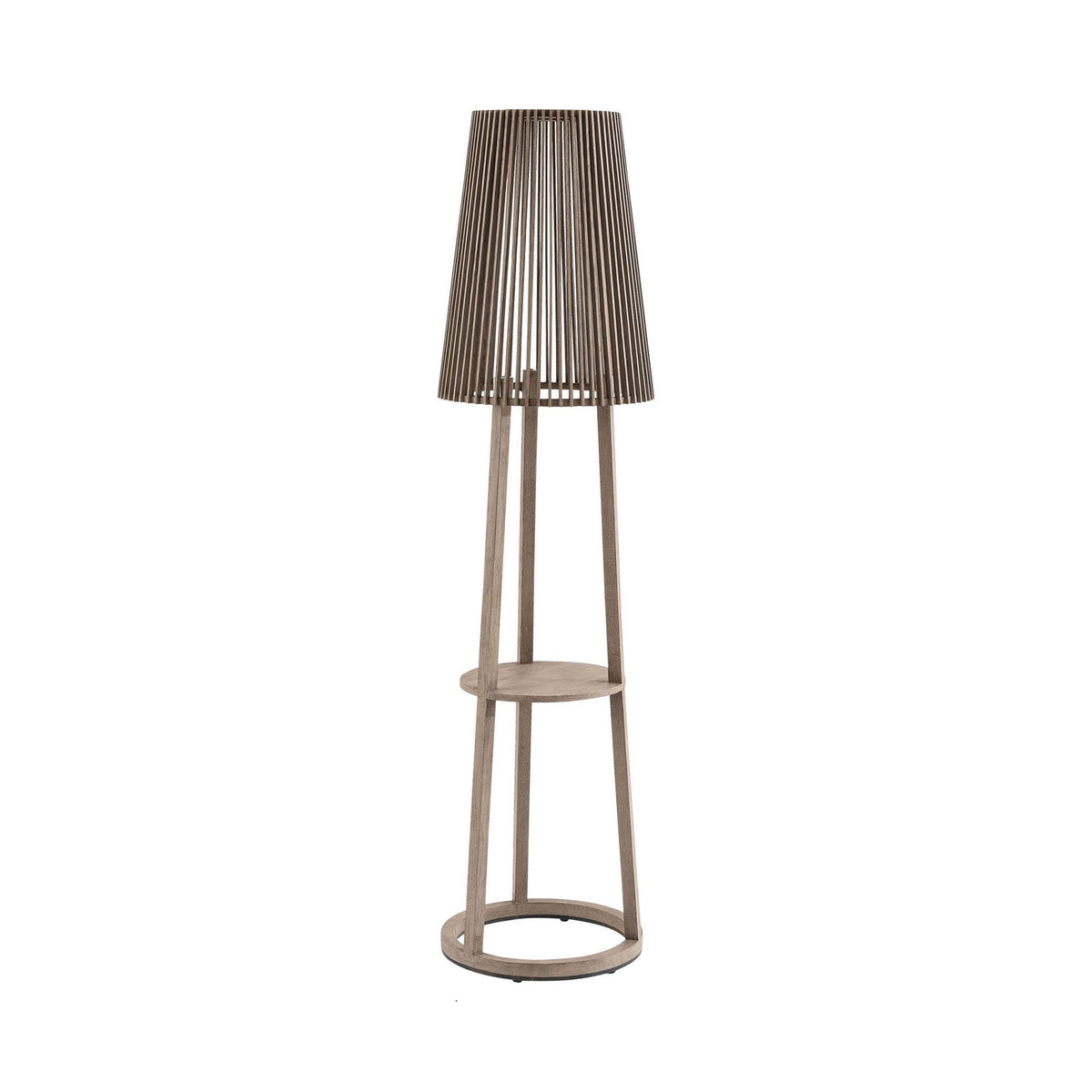Palma Outdoor Solar LED Floor Lamp in Weathered Teak.