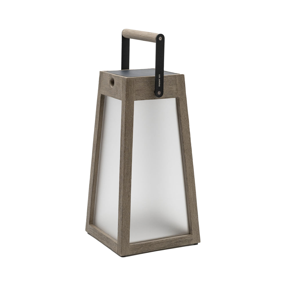Roam Outdoor Solar LED Lantern in Weathered Teak.