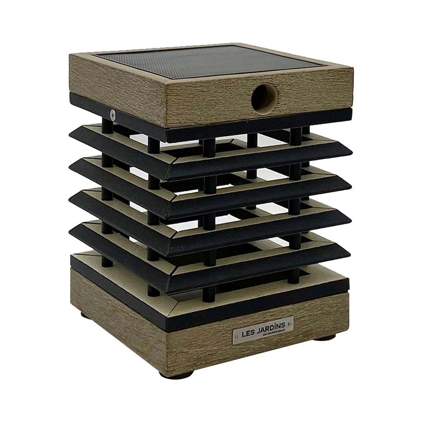 Tekura Outdoor Solar LED Table Lamp in Weathered Teak.